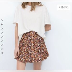 BNWOT Zara Jacquard Knit A-Line Mini Skirt Retro Vintage Red Size Medium